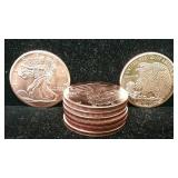 (8) 1oz .999 Pure Copper Coins