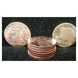 (8) 1oz .999 Pure Copper Coins