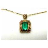 10K Black Hills Gold Emerald Pendant w/ Chain