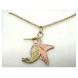 10K Black Hills Gold Hummingbird Pendant w/ Chain