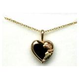 10K Black Hills Gold Onyx Heart Pendant w/ Chain
