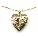 10K Black Hills Gold Heart Locket Pendant w/ Chain