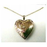 14K Black Hills Gold Filled Heart Locket w/ Chain