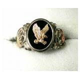 Black Hills Gold Onyx Eagle Ring