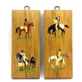 2 Hand Painted Native American Wall Art