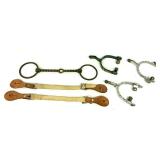 (3) Spurs, (2) Spur Straps & Antique Bit