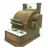 Antique Metal Cash Register w/ Faux Wood Finish