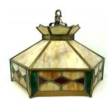 Antique Stained Glass Hanging Light Fixture