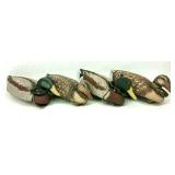 (4) Antique Cork Mallard Decoy Ducks