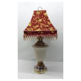 Vintage Porcelain Base Lamp w/ Tassled Shade