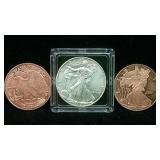 (3) 1oz .999 Pure Walking Liberty Dollar Coins