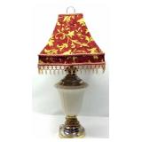 Vintage Porcelain Base Lamp W/ Tassel Shade