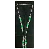 30" Necklace w/ Green Glass Beads