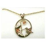 10K Black Hills Gold Hummingbird Pendant