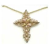 10K Black Hills Gold Cross Pendant w/ Chain