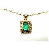 10K Black Hills Gold Emerald Pendant w/ Chain