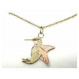 10K Black Hills Gold Hummingbird Pendant w/ Chain