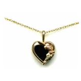 10K Black Hills Gold Onyx Heart Pendant w/ Chain