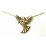 10K Black Hills Gold Angel Pendant w/ Chain