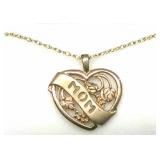 10K Black Hills Gold "Mom" Heart Pendant w/ Chain