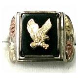 Black Hills Gold Onyx Eagle Ring