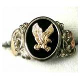 Black Hills Gold Onyx Eagle Ring