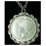 1923 Silver Dollar Set in Sterling Silver Pendant