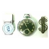 (2) Money Clips & Pocket Watch