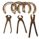Vintage Nail Puller & Horse Shoes