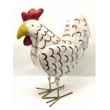 White & Red Metal Chicken Art