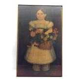 Vintage Girl w/ Flower Artwork (28x17.5in)