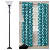 Floor Lamp & Teal Window Panel Pair
