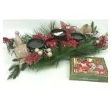 Candle Holder Centerpiece & 18 Christmas Cards