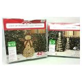 Light Up Snowman & Spiral Trees