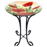 Better Homes and Gardens Floral Bird Bath, Red