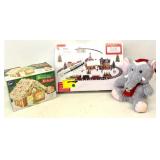 Village Train Set, Gingerbread Kit & Elephant
