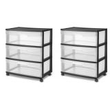(2)Sterilite 3 Drawer Cart