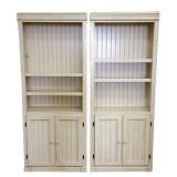 (2) Matching White Bookshelves w/ Cabinets