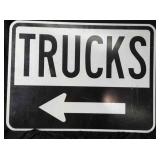Metal "TRUCKS" Left Pointing Arrow Sign