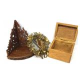 Corner Wall Shelf, Mirror, and Recipe Box