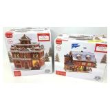 (2) Holiday Time Town Pieces