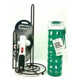 Glass Water Bottle, Paper Towel Holder, Can Opener