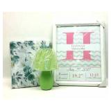 Picture Frame, Lamp &  Window Curtain