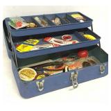 Blue Metal Tackle Box & Tackle