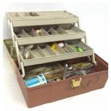 Brown & White Plano Tackle Box & Tackle