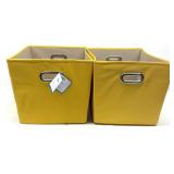 2 Yellow Fabric Storage Bins (18.5"×14.37"×12.6")