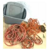 Tote of Extension Cord, a Chain, & Air Hose