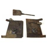 2 Fisher Cast Iron Wood Stove Doors & Shovel