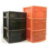 2 Total- 3 Drawer Storage Totes