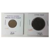 Rare Copper Nickel Indian Head Penny & Large Cent